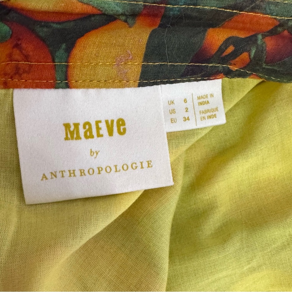 Maeve by Anthropologie Citrus Print Button-Front Midi Skirt – Size US 2 - Picture 5 of 12